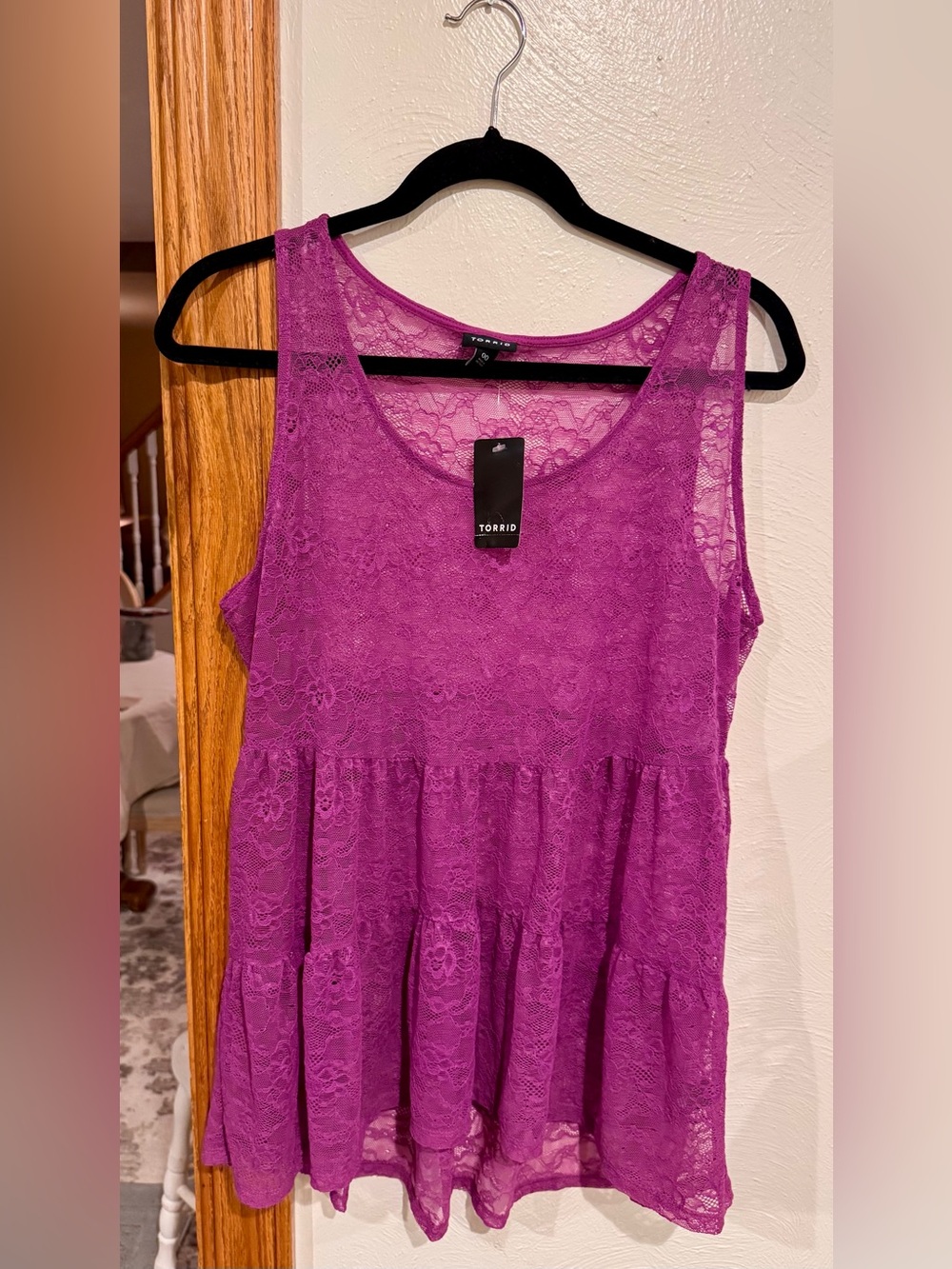 torrid Magenta Lace Tiered Tank Top